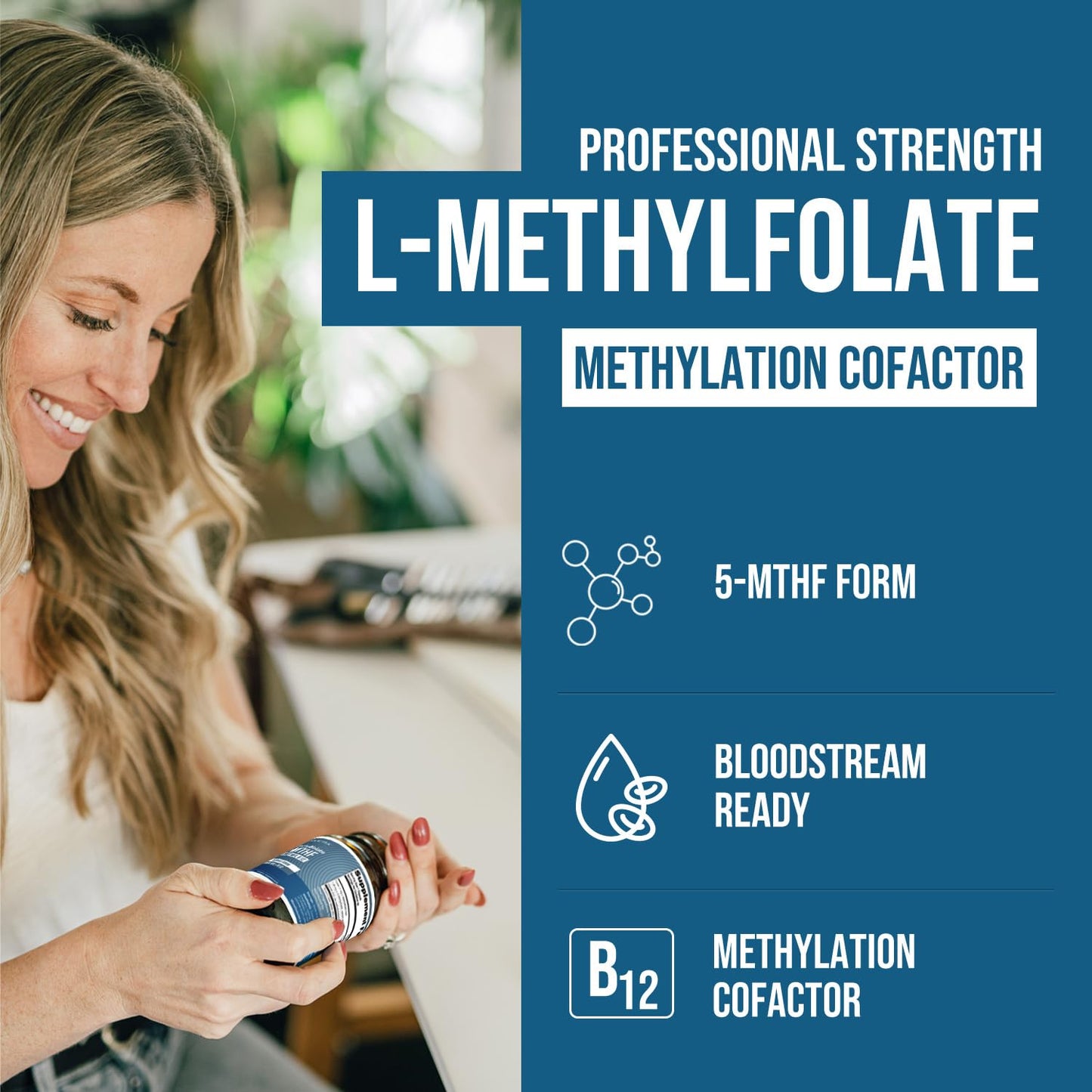 Triquetra Health L-Methyl Folate 1000 mcg Plus Methyl B12 Cofactor – Active 5-MTHF Form Capsules, 60 Count