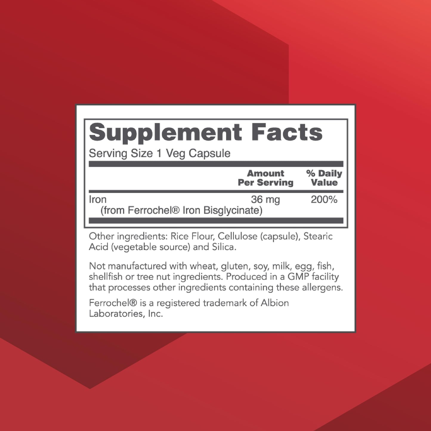 Protocol for Life Balance Iron 36mg Ferrochel Iron – Bioavailable Iron Bisglycinate, Energy & Immune Support, 91 Capsules