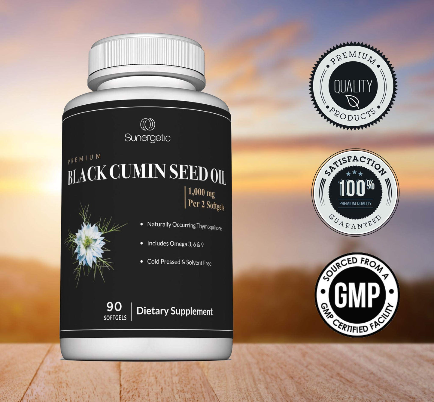 Sunergetic Black Cumin Seed Oil Softgels, 90 Count