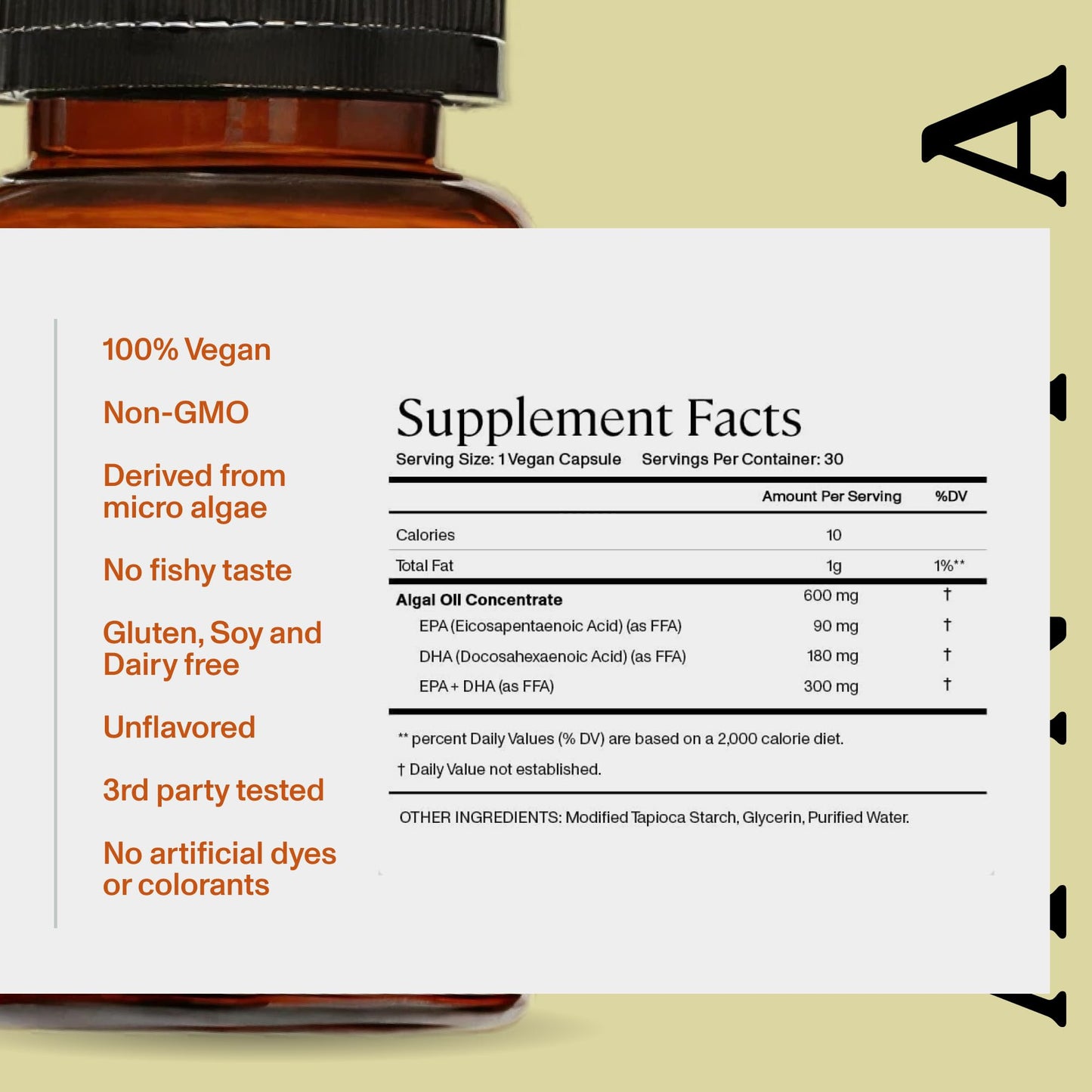 ANYA Vegan Omega-3 with DHA & EPA, 300 mg, Non-GMO, 1 Capsule
