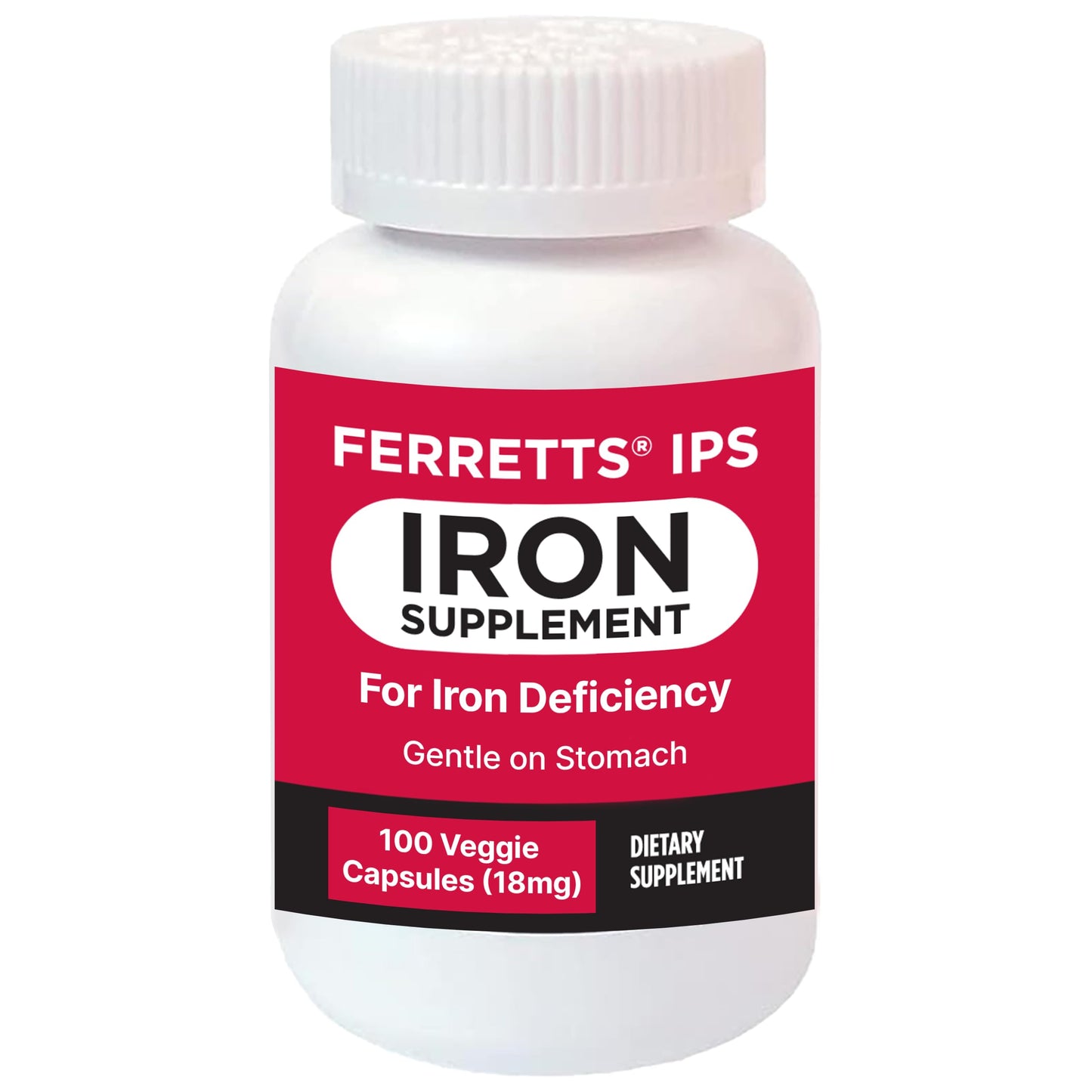 Ferretts IPS Iron Supplement Capsules 18mg for Anemia, 100 Count