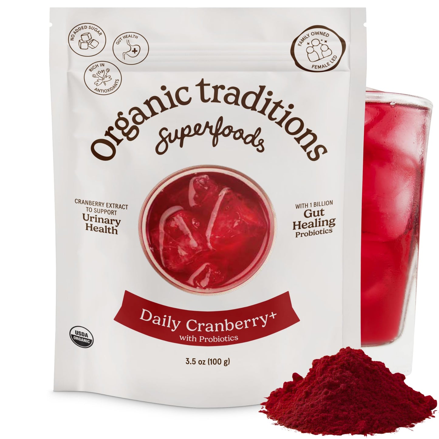 Organic Traditions Cranberry Powder and Extract Blend Powder 3.5 oz