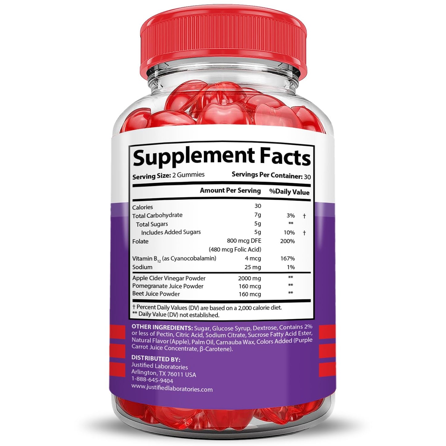 Justified Laboratories Keto Glow Keto ACV Gummies Extreme 2000MG Gummy 60 Count