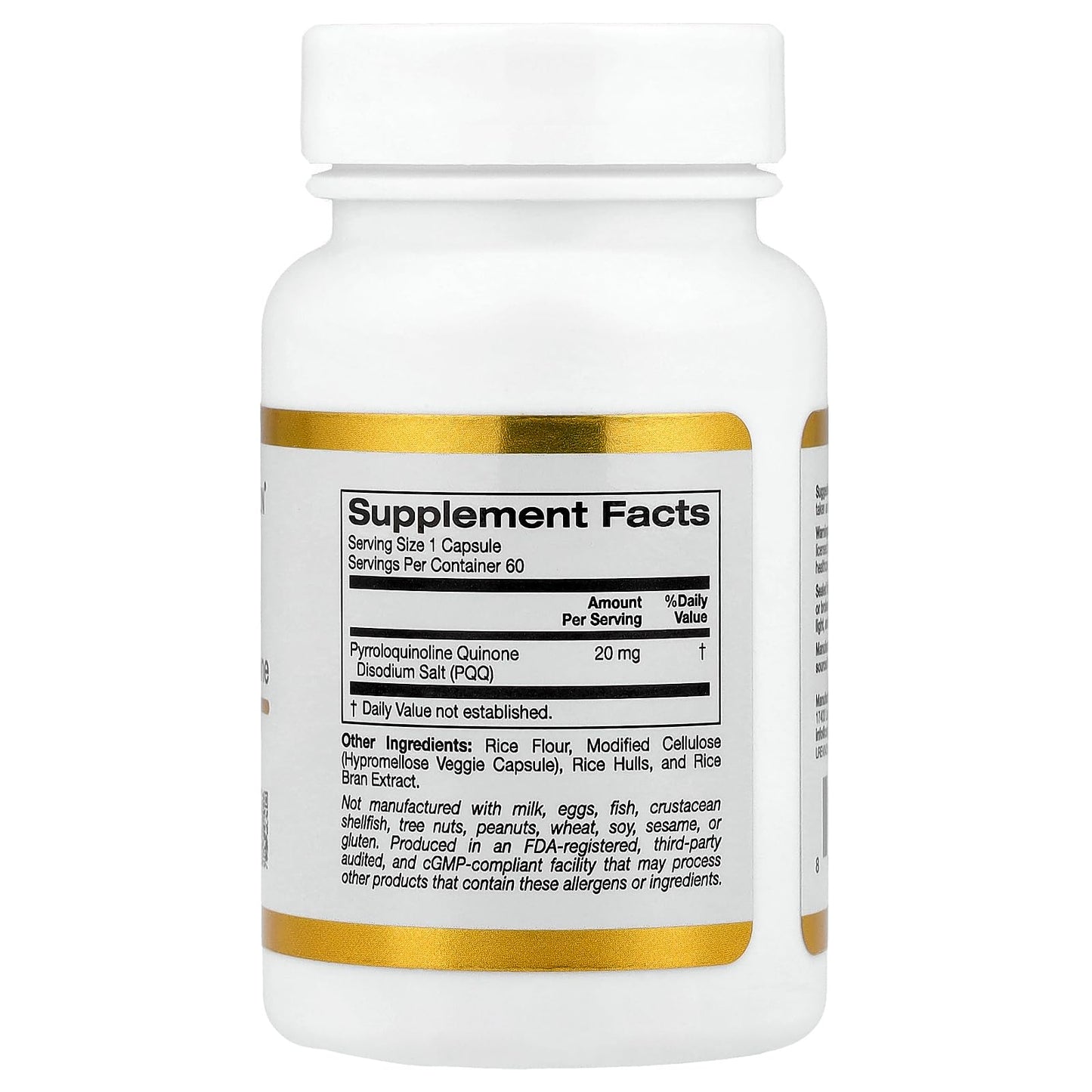 Lake Avenue Nutrition PQQ, Pyrroloquinoline Quinone, 20 mg Capsule, 60 Veggie Capsules