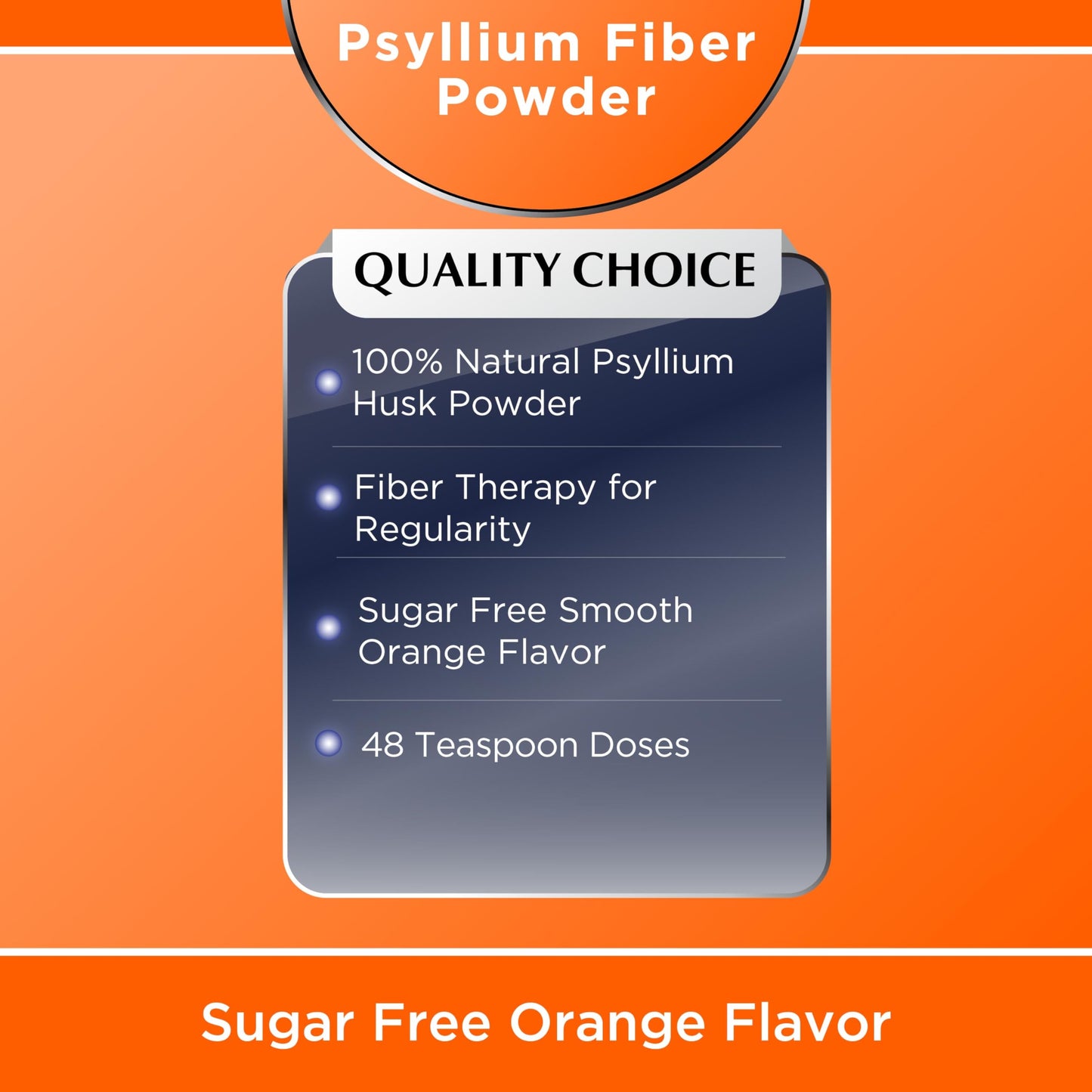 Quality Choice Sugar Free Fiber Naturally Derived Vegetable Formula Orange Flavor Powder 10 Ounce