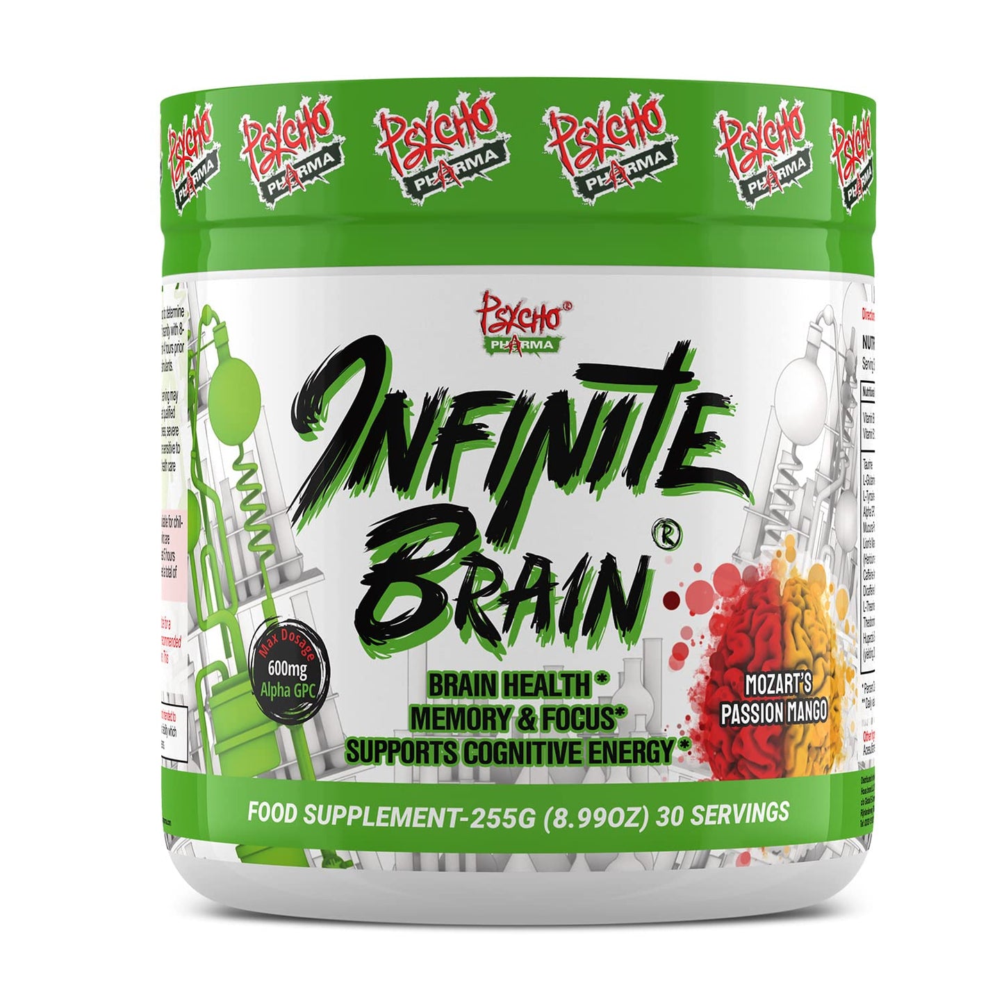Psycho Pharma Infinite Brain Nootropic Game Changer Powder, Mozart's Passion Mango, 8.99 Ounce (Pack of 1)