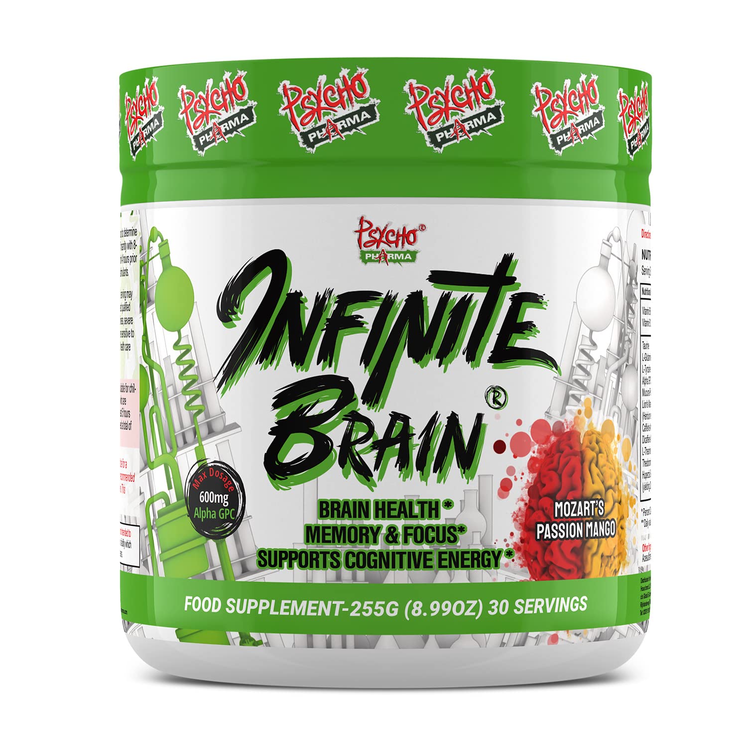 Psycho Pharma Infinite Brain Nootropic Game Changer Powder, Mozart's Passion Mango, 8.99 Ounce (Pack of 1)