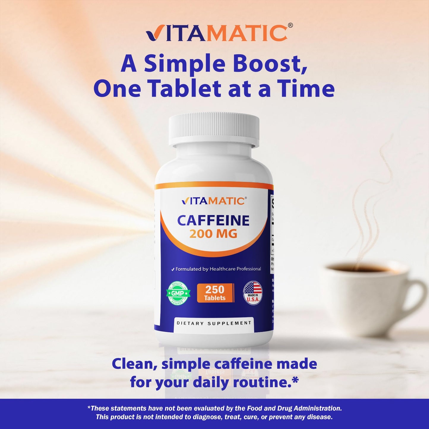 Vitamatic Caffeine Tablets 200mg per Serving, 500 Tablets