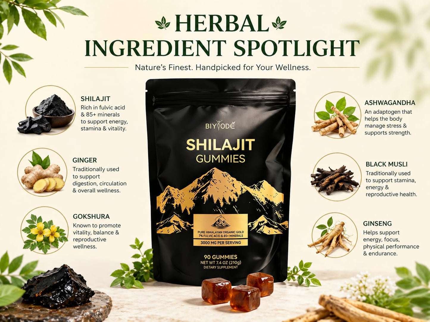 BIYODE Shilajit Gummies 90 Count
