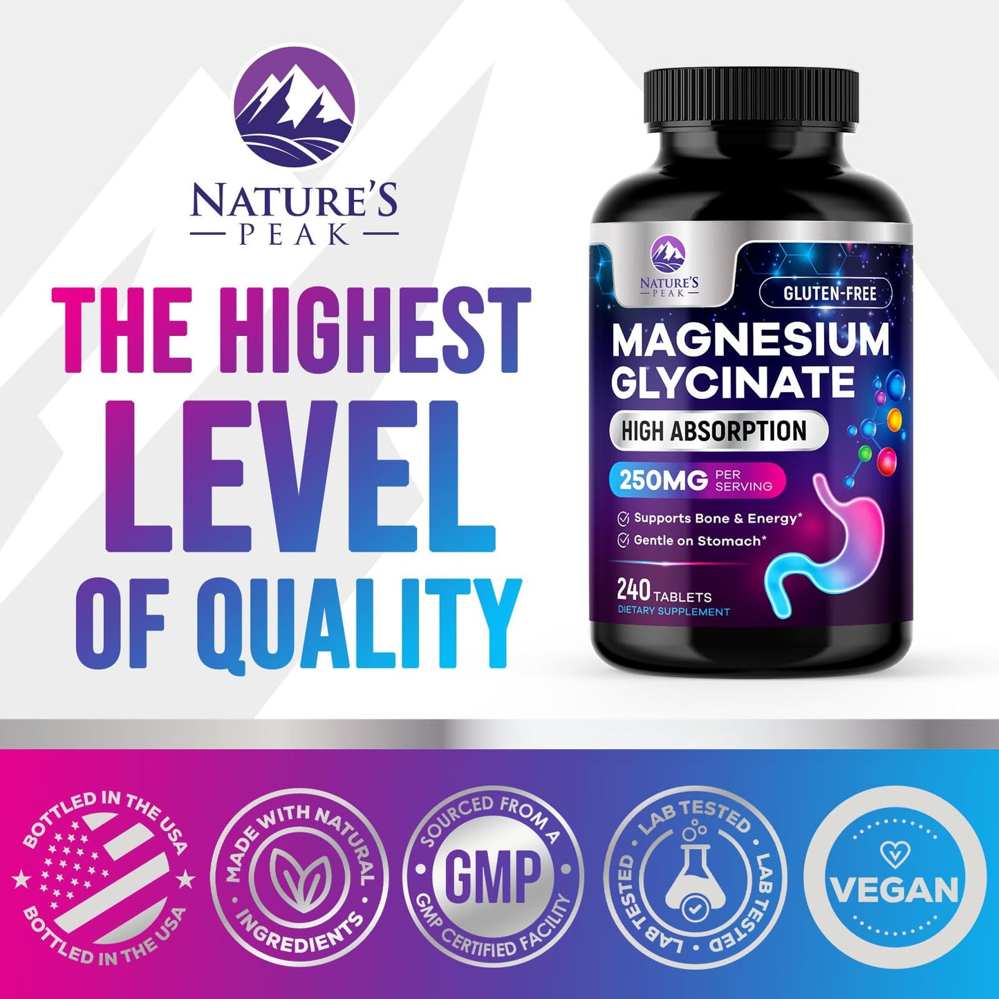 Nature's Peak Magnesium Glycinate Capsules 240 Count