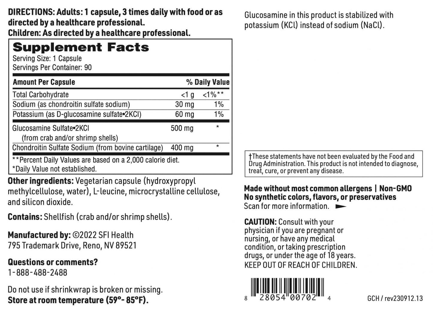 SFI Health Glucosamine Chondroitin Capsule 90 Count