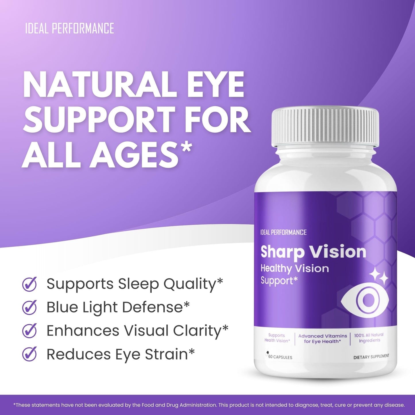 IDEAL PERFORMANCE Sharp Vision Eye Supplement Capsules, 120 Capsules