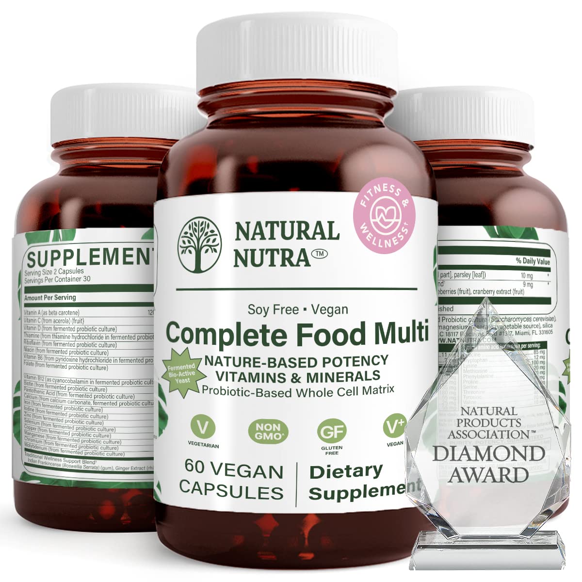 Natural Nutra Whole Food Complete Multivitamin and Mineral for Women and Men, 60 Capsules