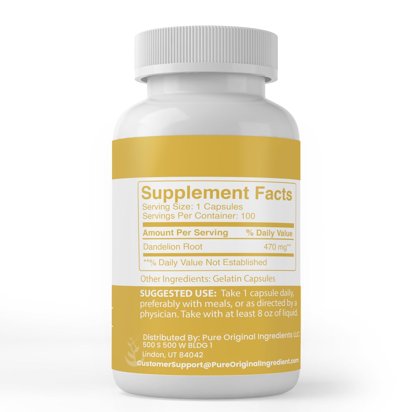 Pure Original Ingredients Dandelion Root Capsules 100 Count