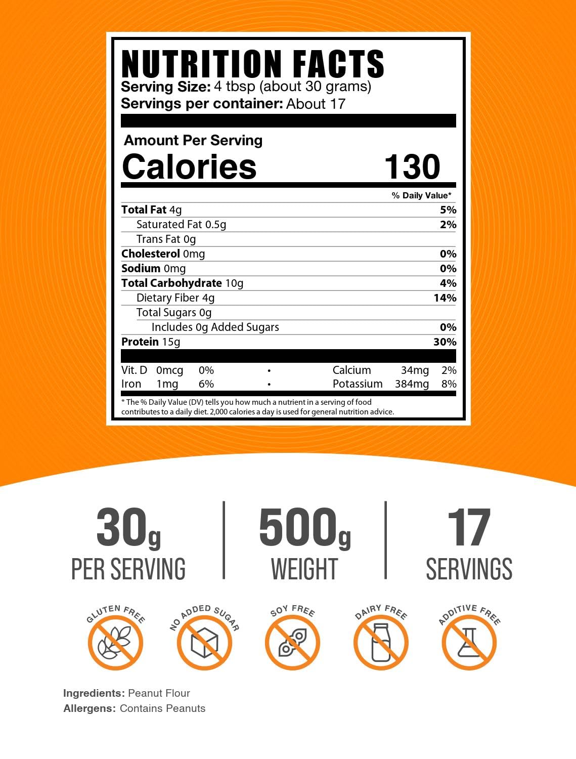 BulkSupplements Peanut Protein Powder 500g