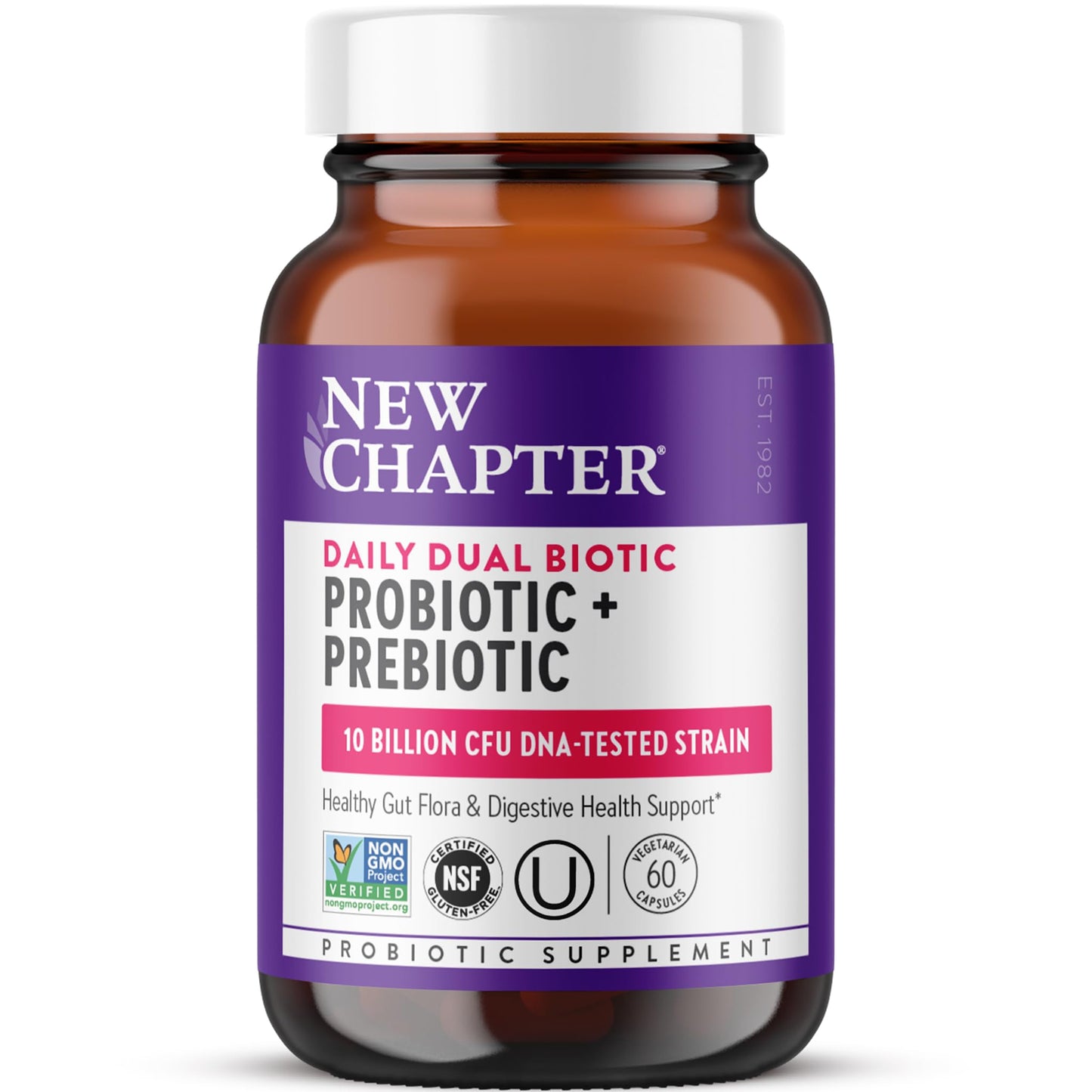 New Chapter Daily Dual Biotic Probiotic + Prebiotic for Digestion & Microbiome Health Capsule, 60 Count