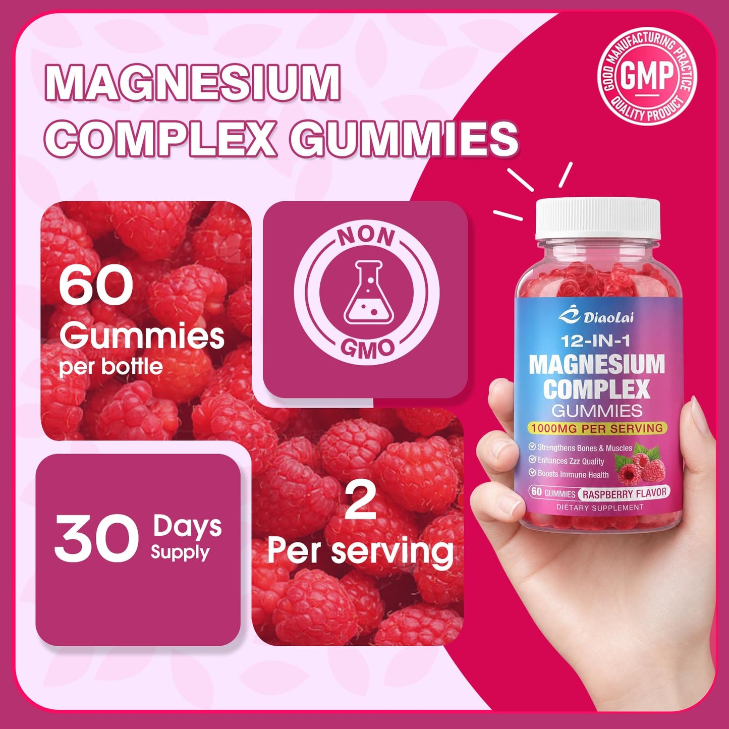 DIAOLAI Magnesium Complex Gummies 120 Count
