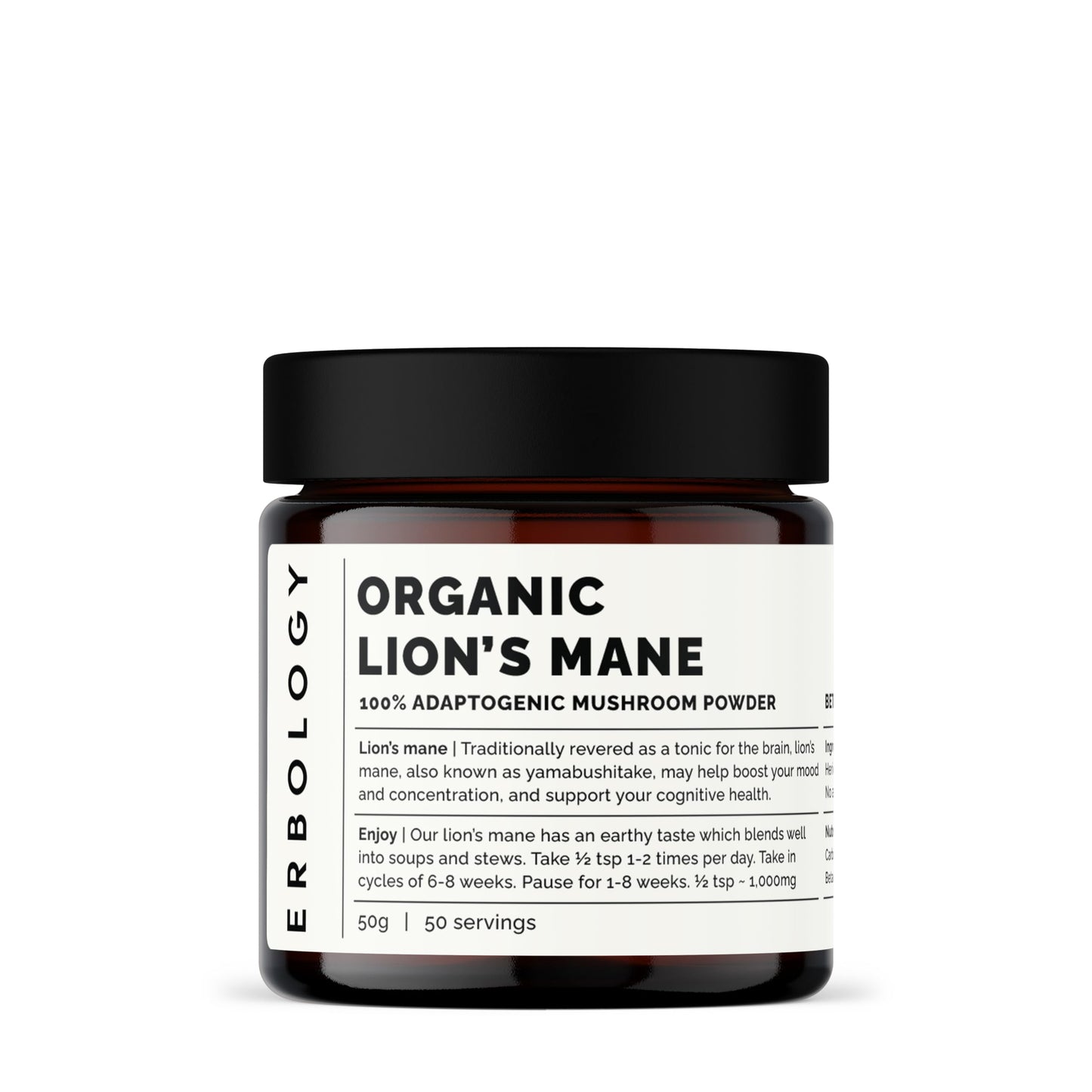 Erbology Organic Lion's Mane Mushroom Powder 1.8 oz