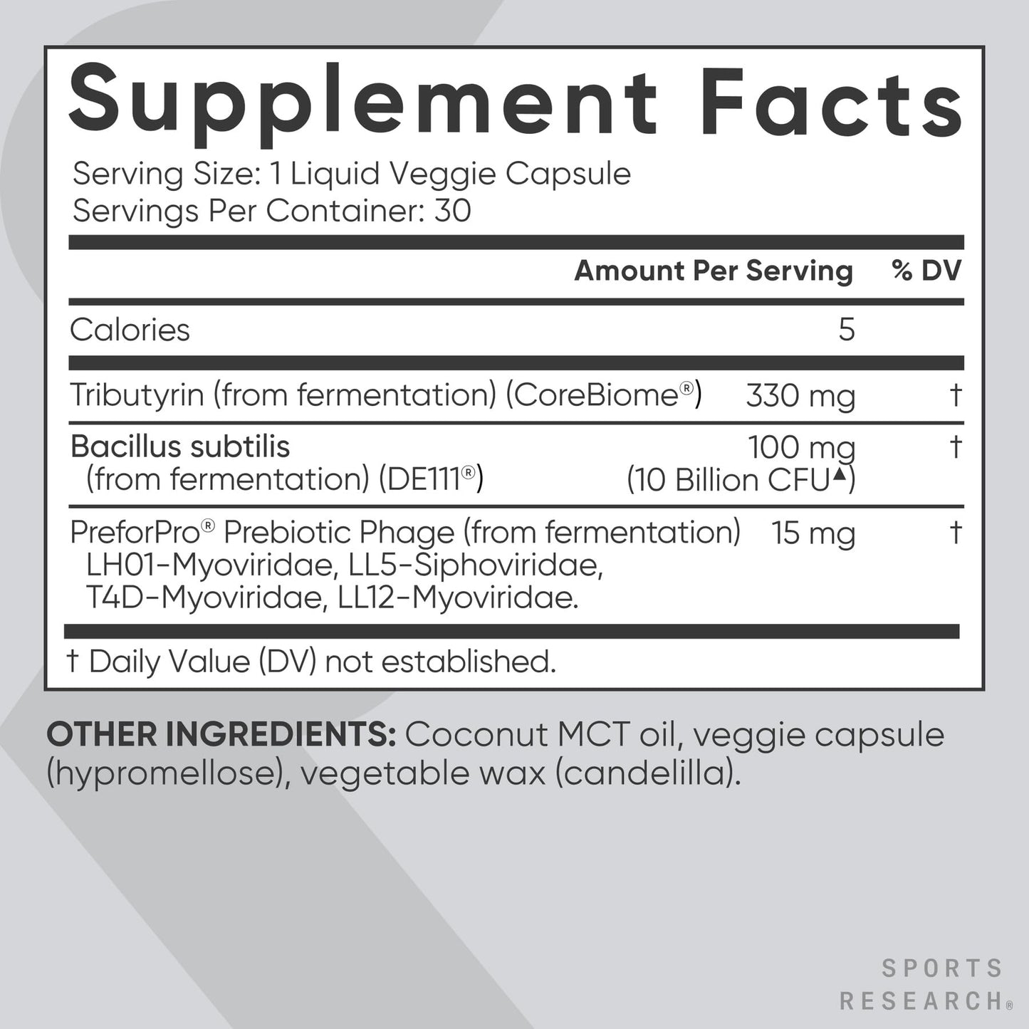 Sports Research Tribiotic 3-in-1 Pre, Prost & Probiotic Capsule 30