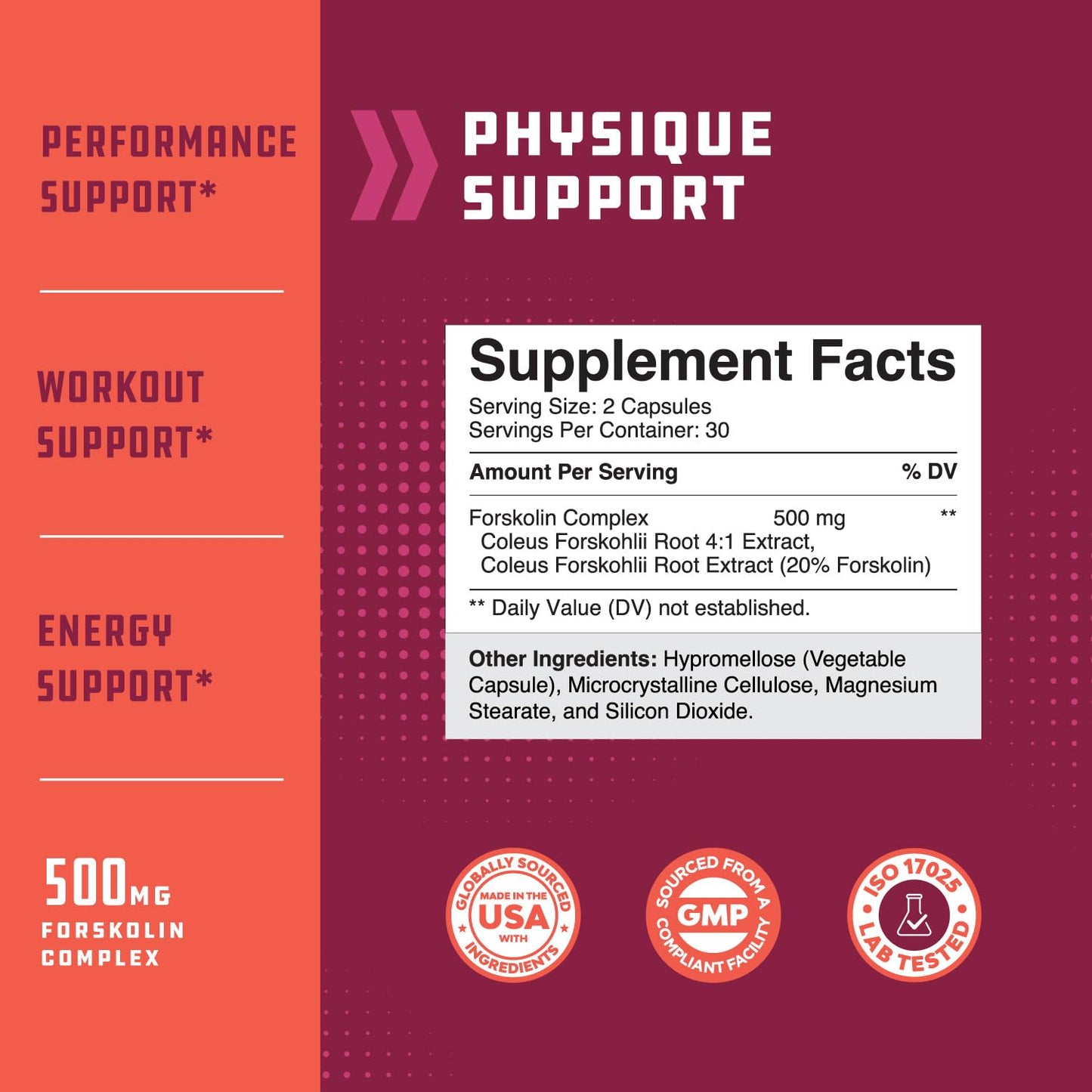 Natures Craft Max Strength Forskolin Weight Loss Supplement Capsules, 60 Count