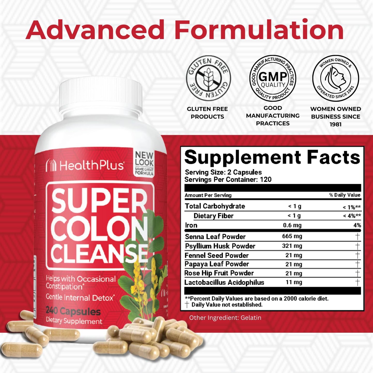 Health Plus Super Colon Cleanse Capsules, 240 Count