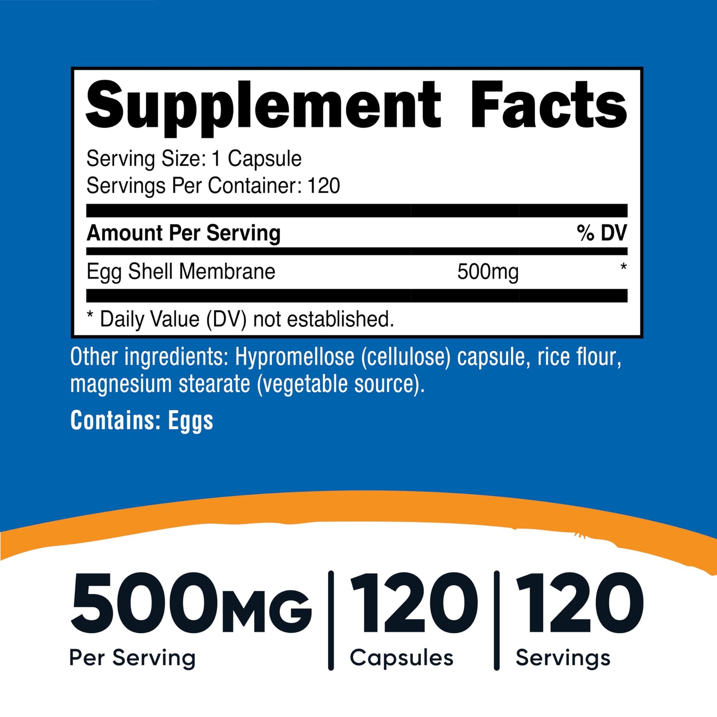 Nutricost Egg Shell Membrane 500 mg Capsule, 120 Count