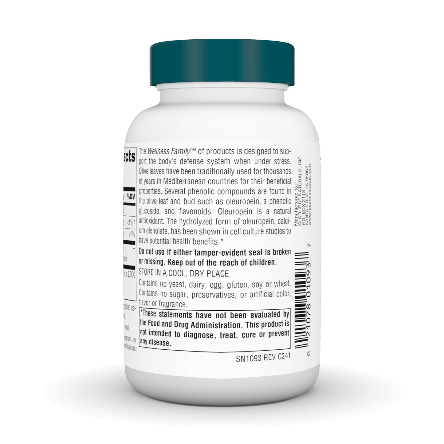 Source Naturals Wellness Olive Leaf 120 Tablets