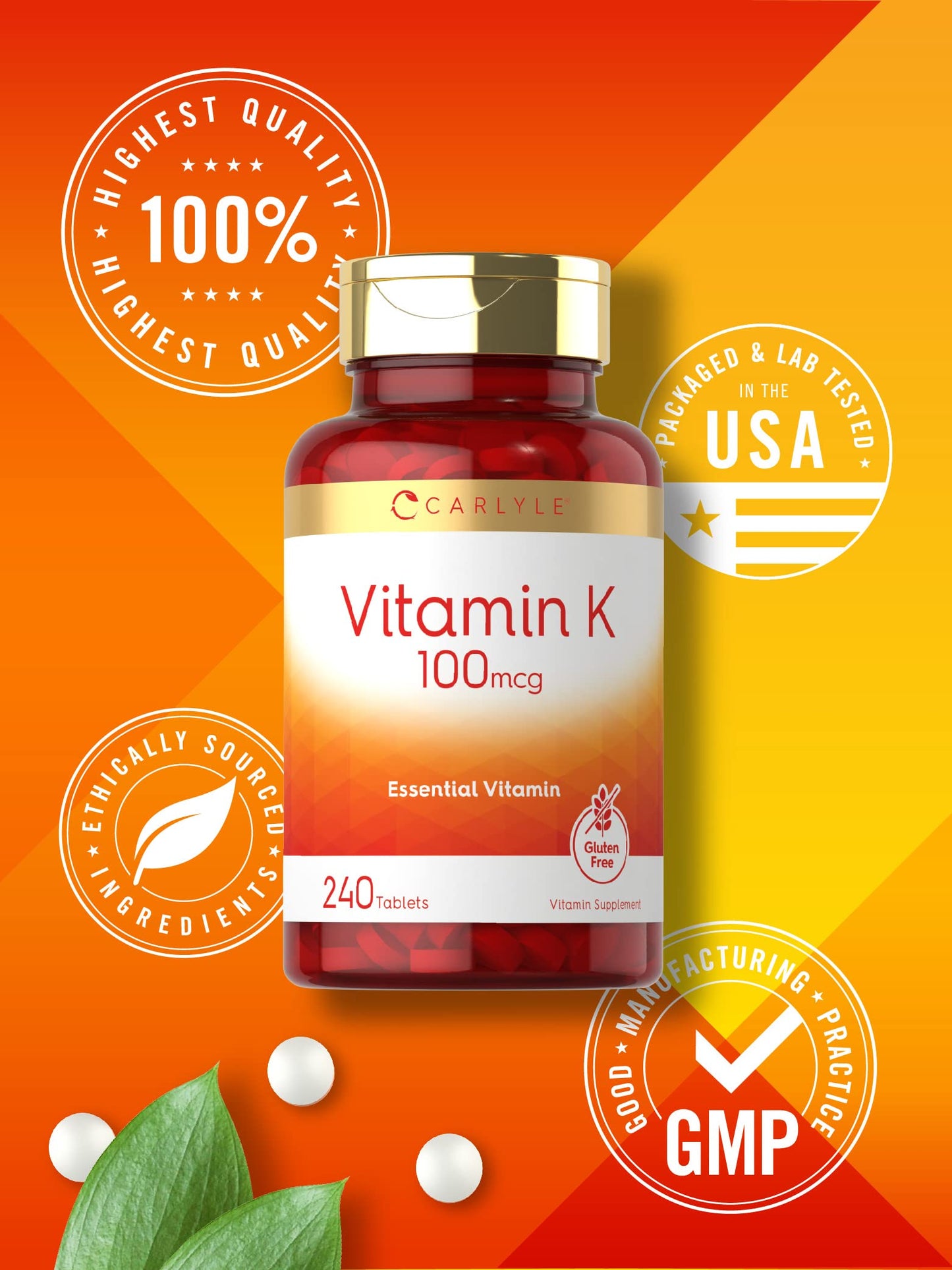 Carlyle Vitamin K 100 mcg Tablet, 240 Tablets