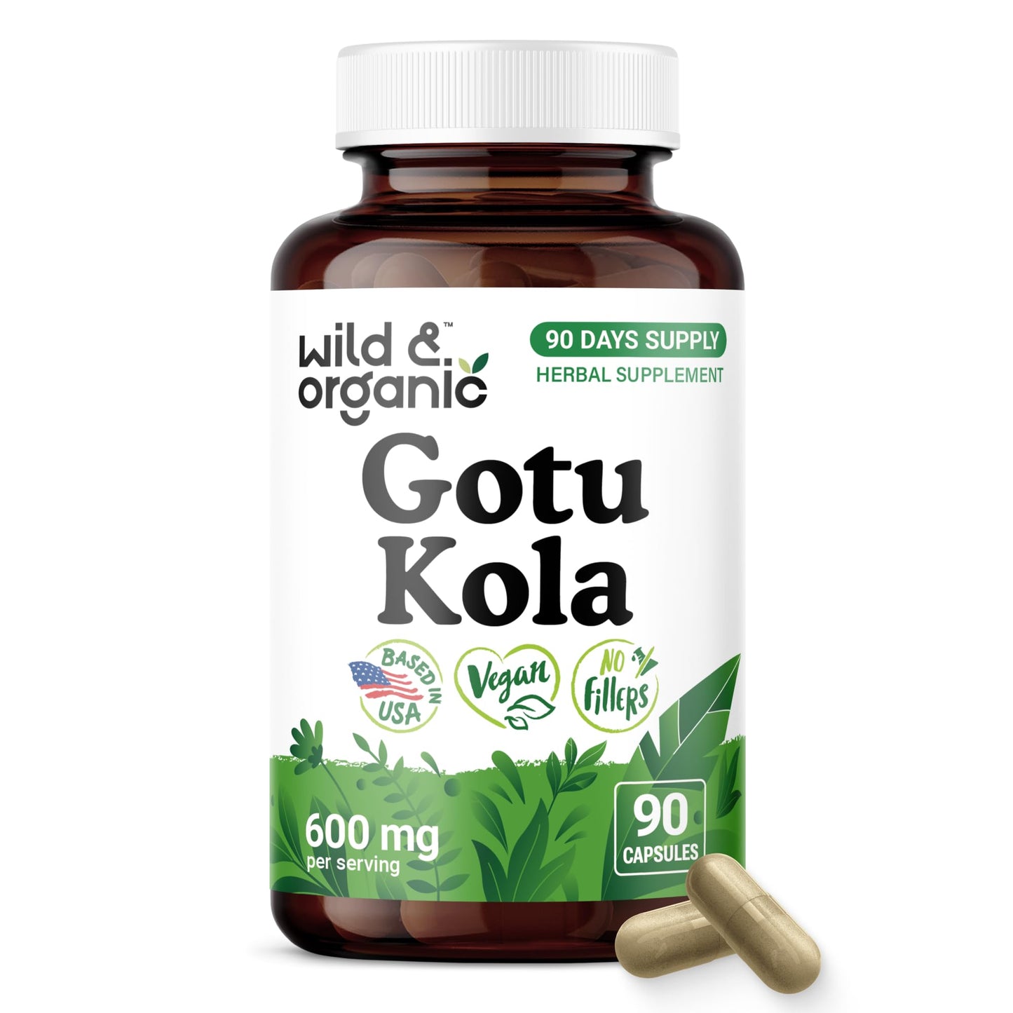 Wild & Organic Gotu Kola Capsules 90 Count