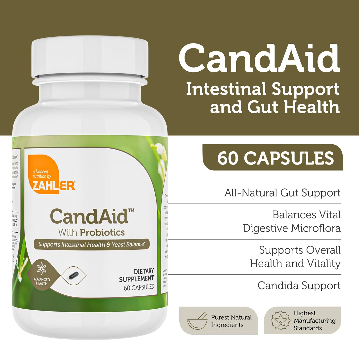 Zahler CandAid Cleanse Digestive Health Supplement with Probiotics Capsule, 60 Count