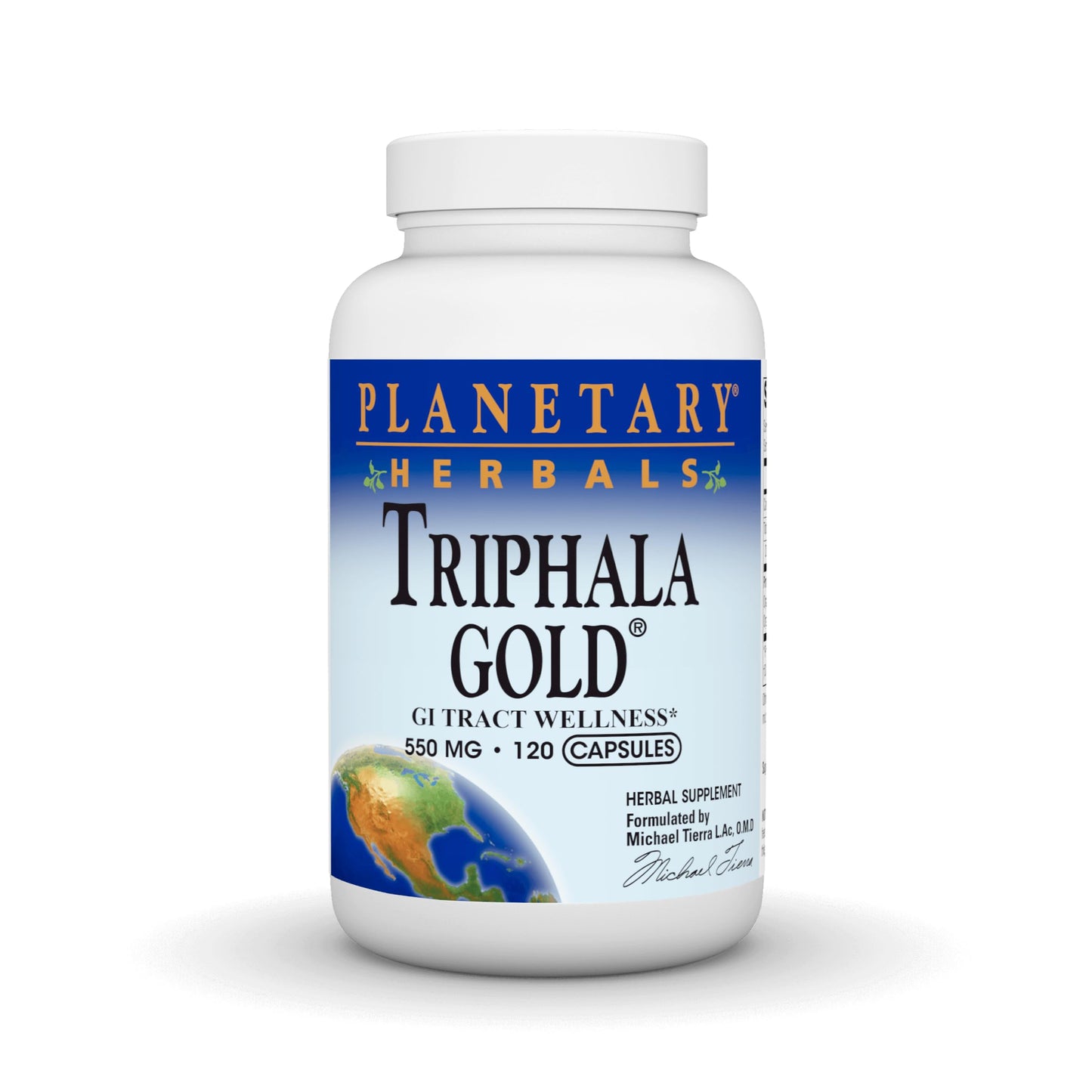Planetary Herbals Triphala Gold 550mg Cleanser & Tonifier Extra Strength Ayurvedic Capsules, 120 Count