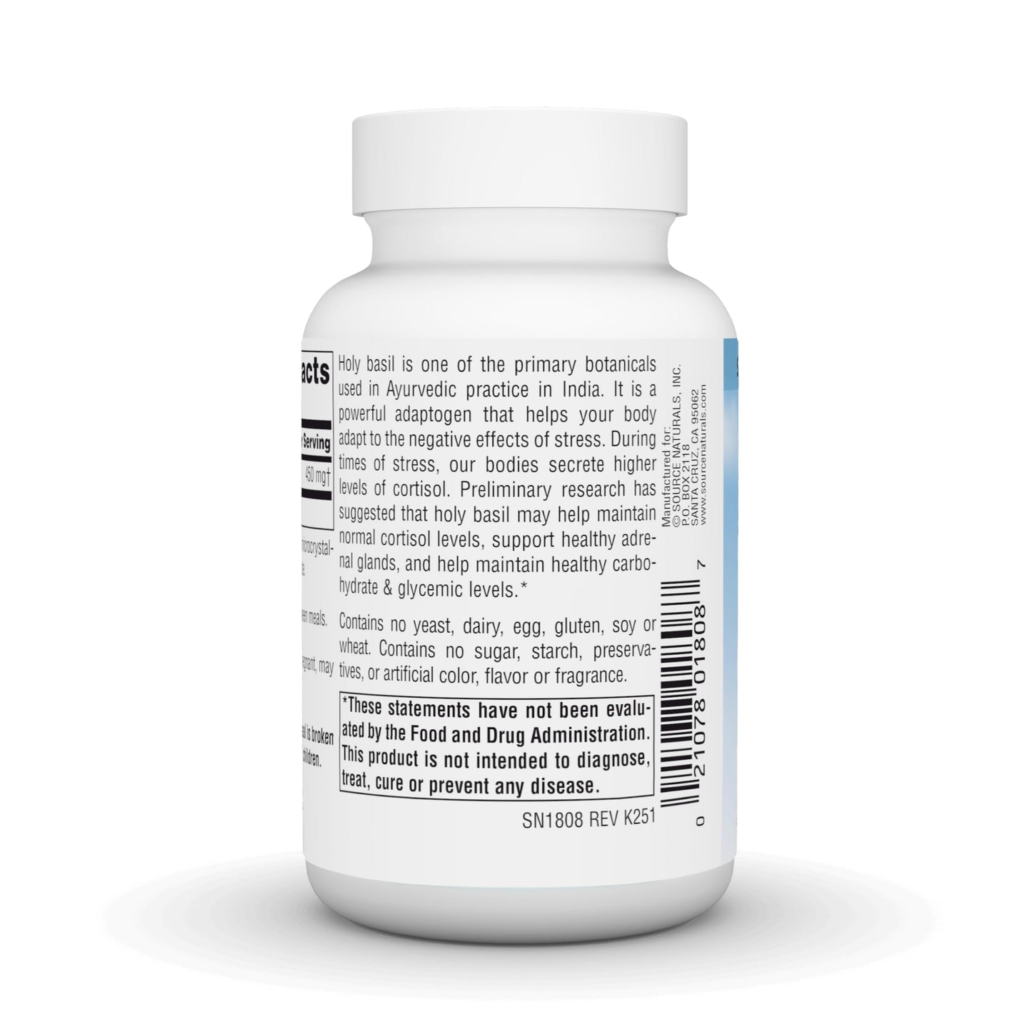 Source Naturals Serene Science Holy Basil Extract Adrenal Support 450 mg 60 Capsules