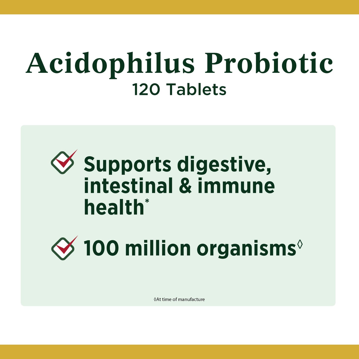 Nature's Bounty Acidophilus Probiotic Tablets 100 Count