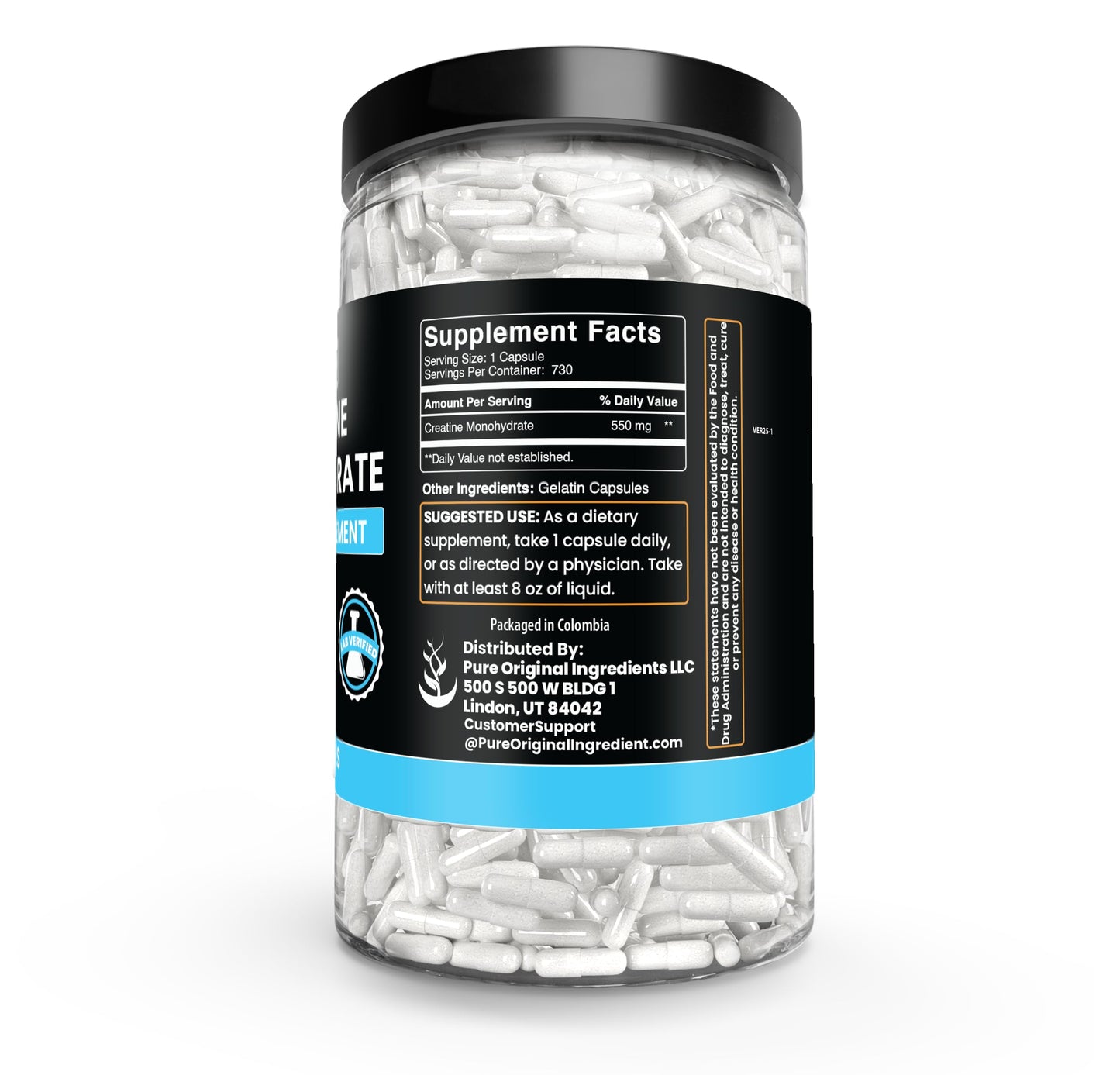 Pure Original Ingredients Creatine Monohydrate Capsules 730