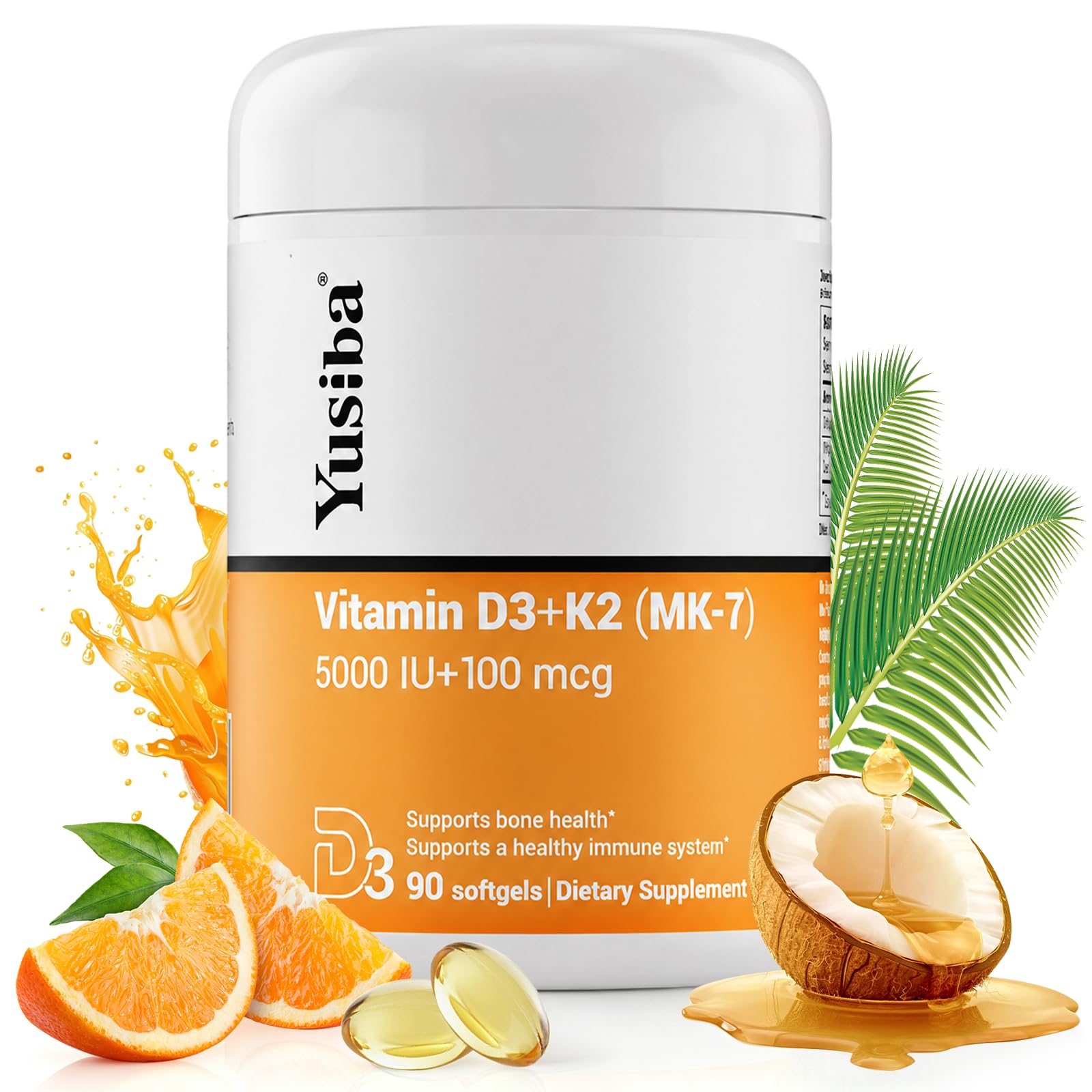 Yusiba Vitamin D3 K2 Softgels 90 Count