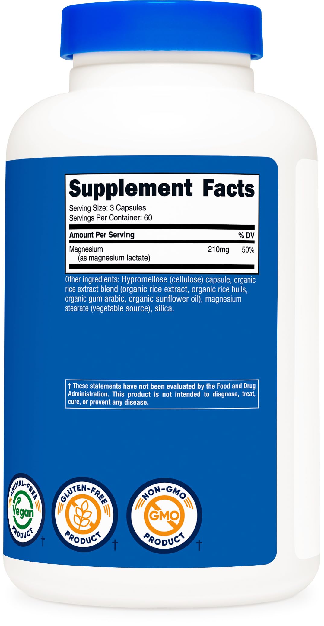 Nutricost Magnesium Lactate (210mg) 180 Capsules
