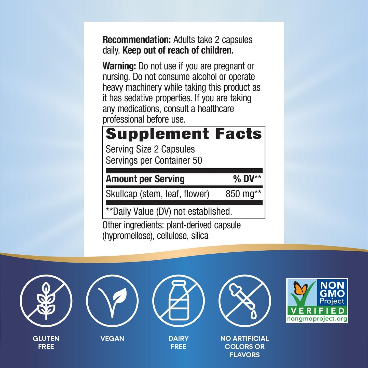 Nature's Way Skullcap Herb Capsules, 100 Count