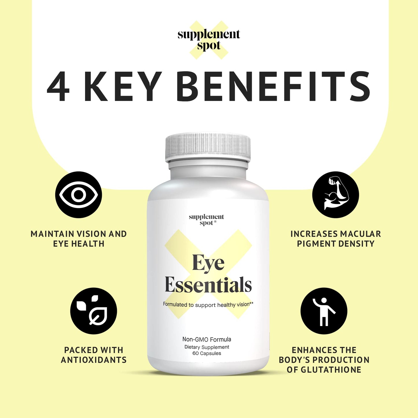 Supplement Spot Eye Essentials for Adults – Vitamins & Multi Minerals Supplement with Vitamin A, Bilberry Extract, Zinc & Antioxidants for Eye Health Capsule 1 Count