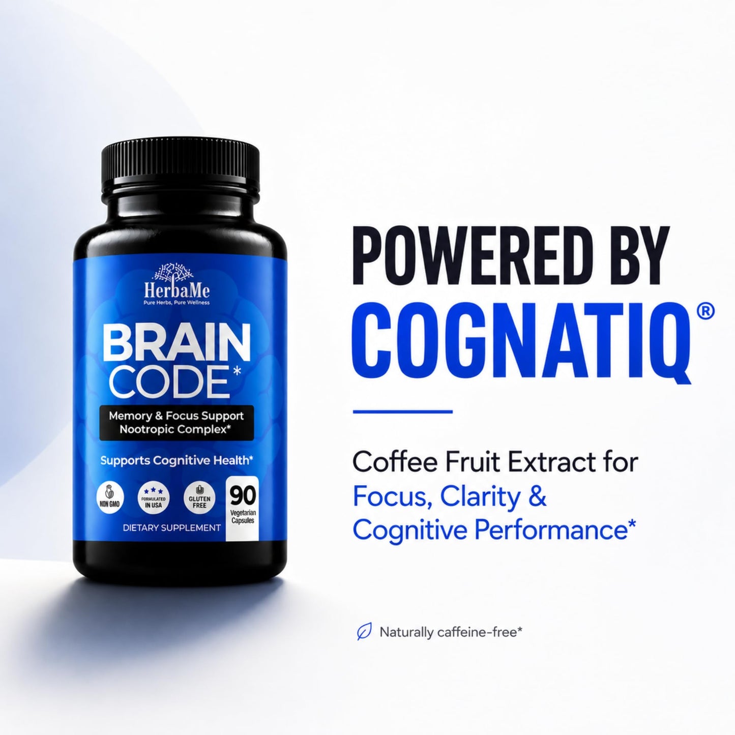 HerbaMe Nootropic Brain Supplement for Memory, Focus & Cognitive Support 90 Capsules
