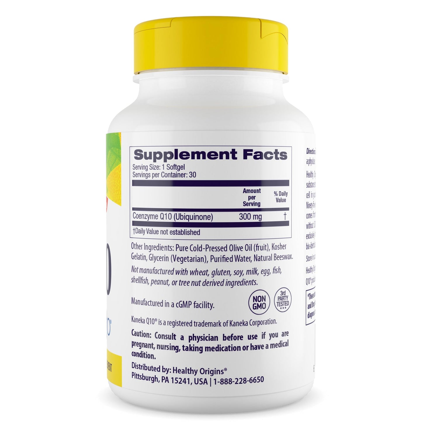 Healthy Origins CoQ10 300 mg – Natural Trans-Isomer Ubiquinone – Yeast Fermented, Supports Heart Health & Cellular Energy – Non-GMO, 30 Softgels