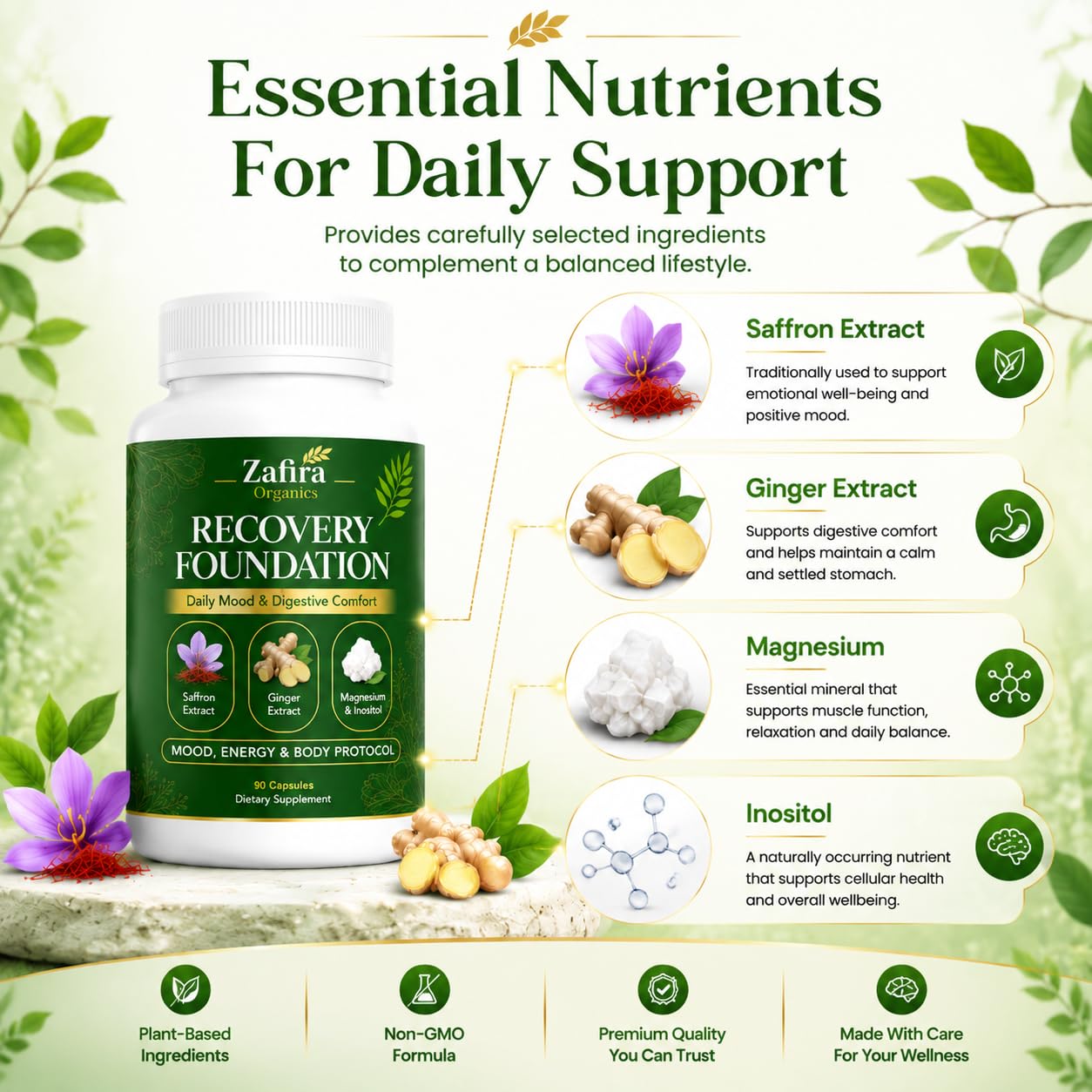 Zafira Organics Recovery Foundation Supplement Capsules 90