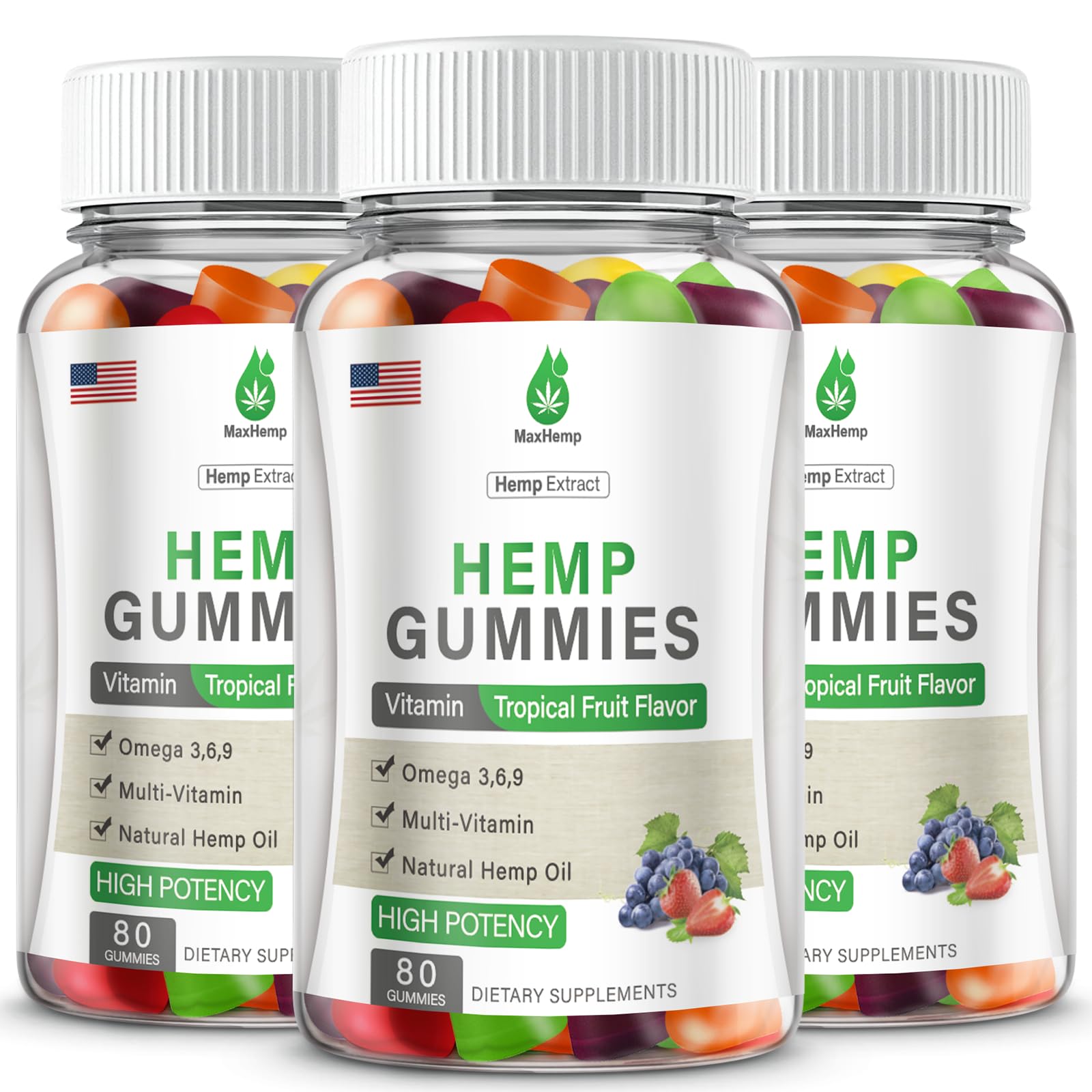 MaxHemp Hemp Gummies for Pain, Sleep, Anxiety, 240 Count