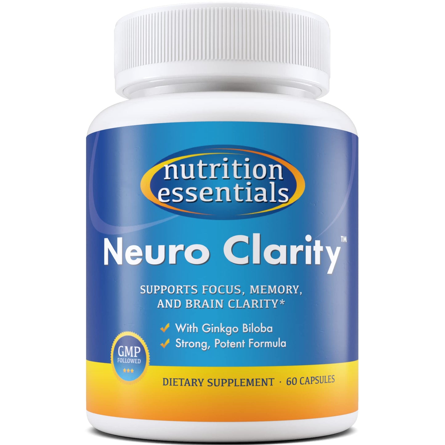Nutrition Essentials Nootropic Brain Support Supplement Caffeine-Free Capsule 60 Count
