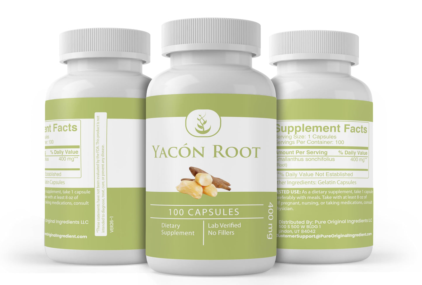 PURE ORIGINAL INGREDIENTS Yacon Root 100 Capsules