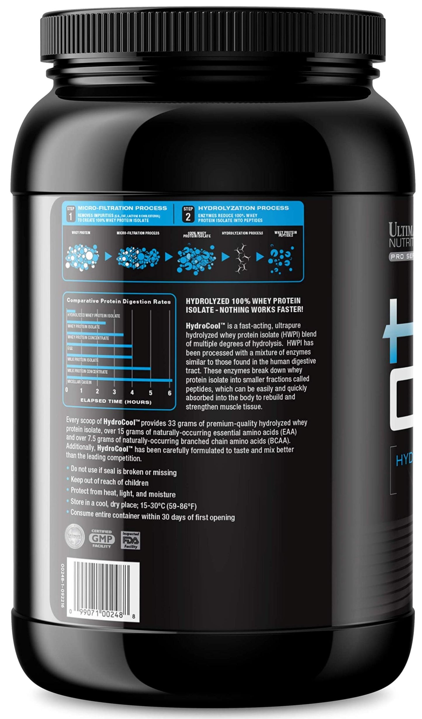 Ultimate Nutrition HydroCool Hydrolyzed Whey Isolate Powder Cookies N Cream, 48 Servings