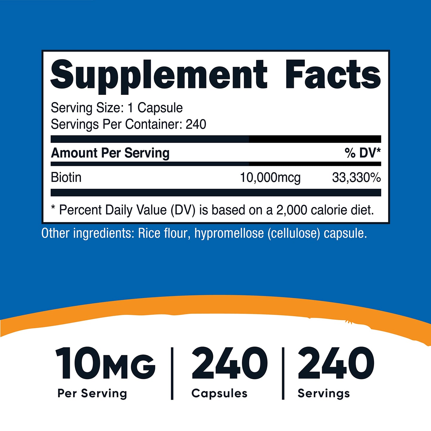 Nutricost Biotin (Vitamin B7) 10,000mcg Capsules 720