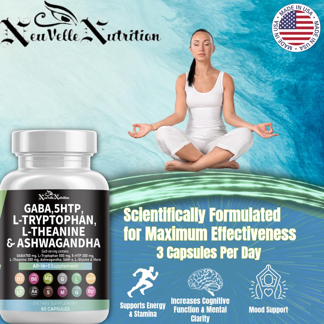 NeuVelleNutrition GABA Mood Support Capsules with 5-HTP, 90 Count
