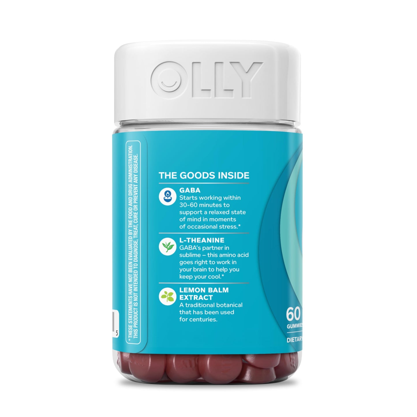 OLLY Goodbye Stress Gummy, GABA, L-Theanine, Lemon Balm, Stress Relief Supplement, Berry - 60 Count