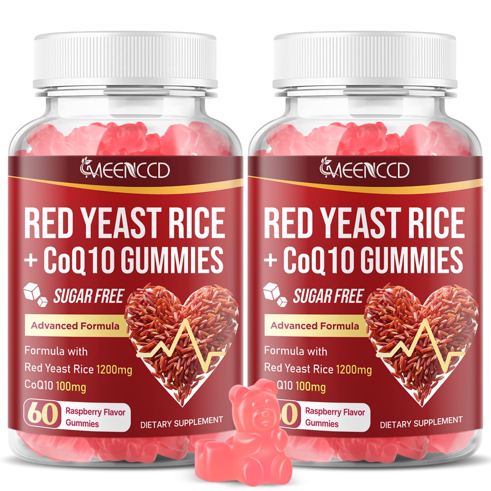 MEENCCD Red Yeast Rice with CoQ10 Gummies, 120 Count