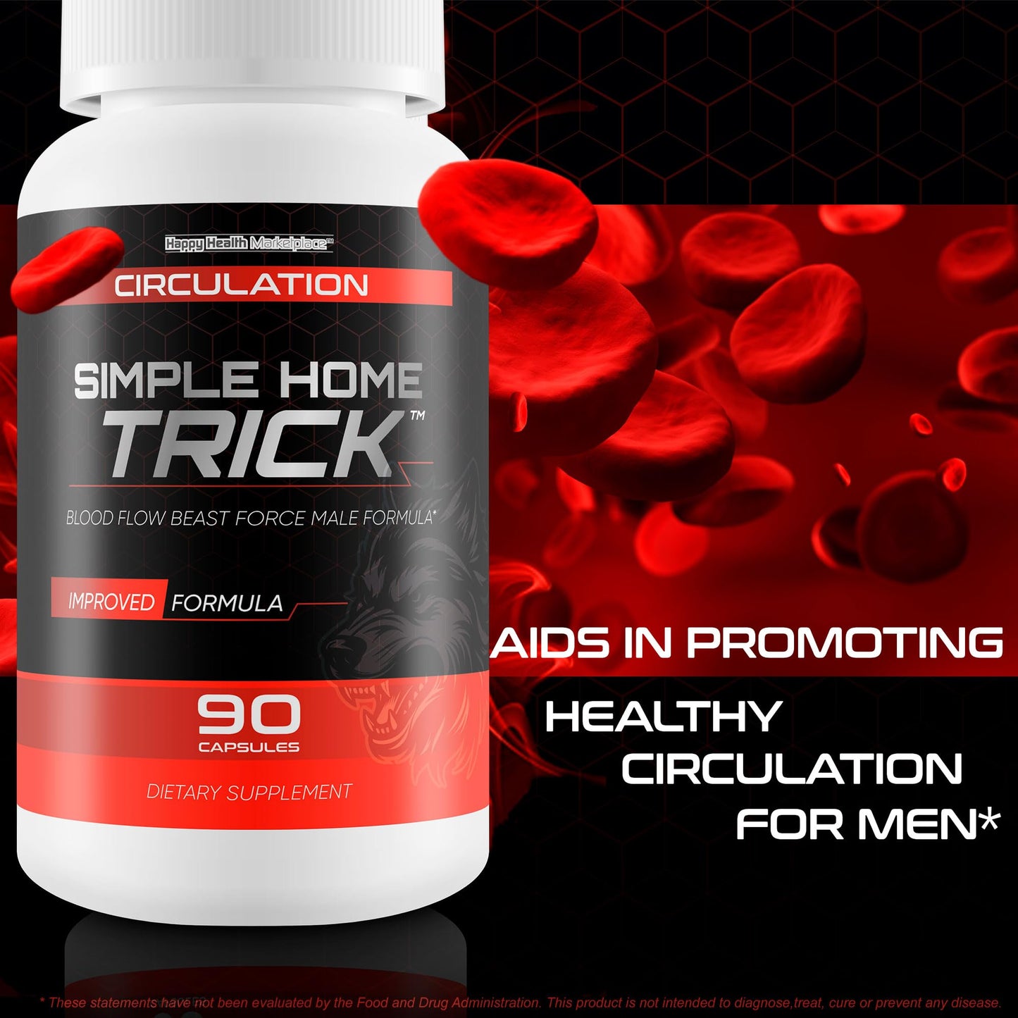 Happy Health Marketplace Blood Flow Beast Force Male Formula Circulation Supplement Capsule 90 Count